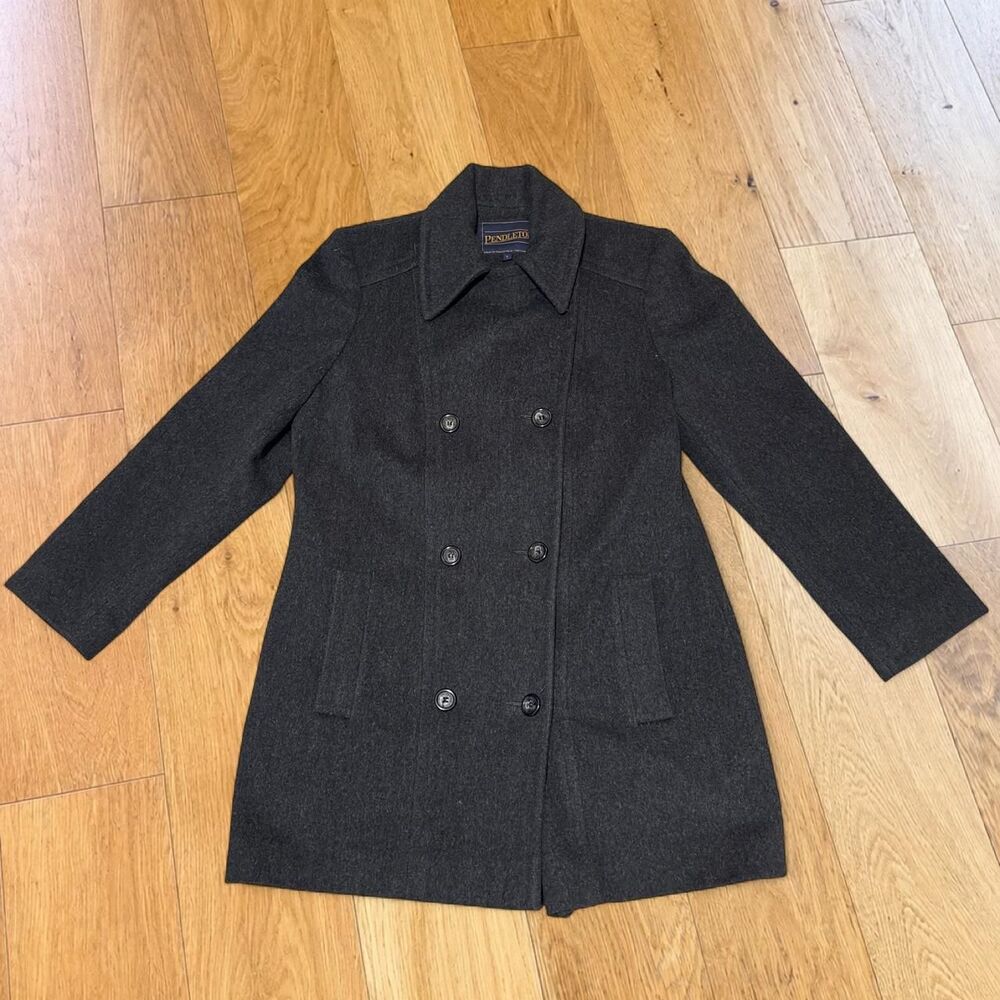 Pendleton 100% Wool Peacoat Womens Size 8 Black Double Breasted Made in USA